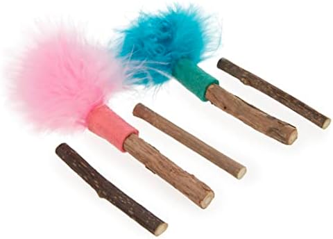 SmartyKat (5 Count) Silly Silver Stix Natural Silvervine Cat Toys - Blue/Pink, One Size