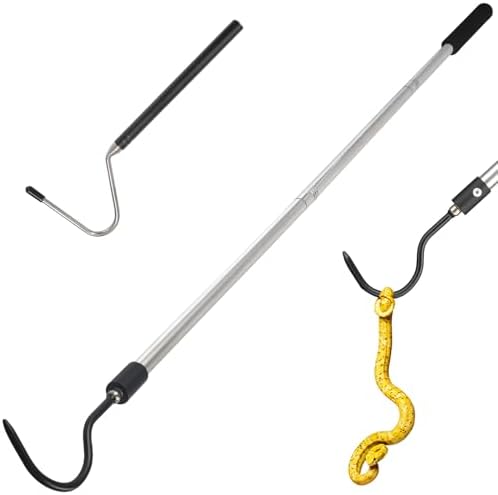 2pcs Snake Hook Set, Heavy Duty Snake Catcher Stainless Steel Snake Handling Tool for Moving Ball Rattlesnakes Python Copperhead with Long Handle (65inch&26inch)