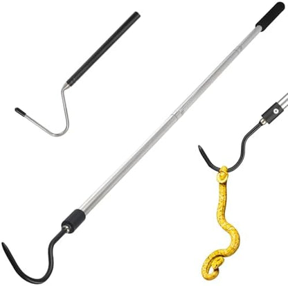 2pcs Snake Hook Set, Heavy Duty Snake Catcher Stainless Steel Snake Handling Tool for Moving Ball Rattlesnakes Python Copperhead with Long Handle (65inch&26inch)