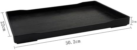 OMEM Reptile Bowl Large Food and Water Dish Enough Space Also Fit for Bath Simulated Wood Grain Surface (L, Black)