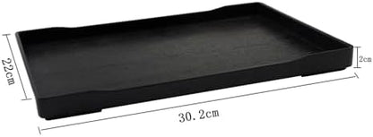 OMEM Reptile Bowl Large Food and Water Dish Enough Space Also Fit for Bath Simulated Wood Grain Surface (L, Black)