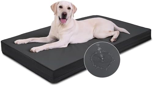 XL Dog Bed Waterproof Washable, Wipeable Leather Large Crate Bed 42" Black