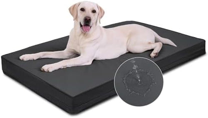 XL Dog Bed Waterproof Washable, Wipeable Leather Large Crate Bed 42" Black