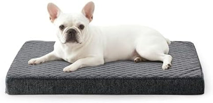 JOEJOY Orthopedic Dog Bed for Small Dogs, Washable Dog Crate Bed Small Sized with Removable Cover, Egg Memory Foam Pet Beds, Grey, 23"x17"
