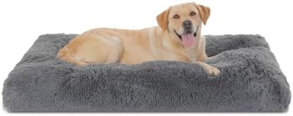 Bedfolks Waterproof Dog Crate Bed, Plush Dog Pad, 47"x29", Solid Dark Grey