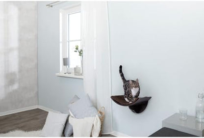 Trixie Lorena Cat Wall Mount Furniture - Elevated Cat Bed with Removable Pad, Raised Climbing Bed - Brown
