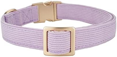 Soft Corduroy Fibric Dog Collar with High Grade Metal Buckle, for Medium Dogs.(Purple,Medium:12-19")