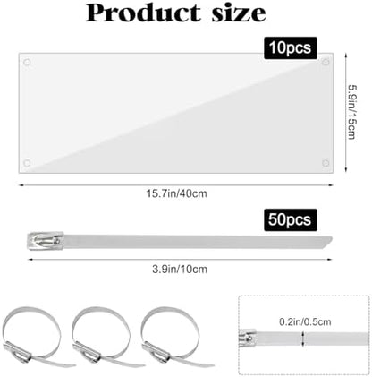 10 Pcs Pet Cage Liner 15.7'' x 6'', Cage Urine Guard Side Lining Clear Sheet with 50 Pcs Stainless Steel Zip Ties, Anti-Urine Side Lining Sheet for Rabbit Guinea Pig Hamster Ferret Chinchilla