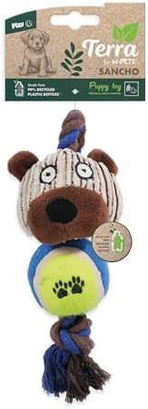 M-PETS Terra ECO Dog Toy – Squeaky Plush Dog Toy Made from Recycled Plastic Bottles, Soft & Durable Eco-Friendly Dog Toy (Sancho, Multicolor)