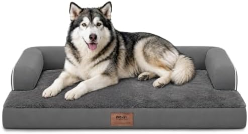 MEKIY XXL Orthopedic Waterproof Dog Bed with Bolster for Extra Large Dogs