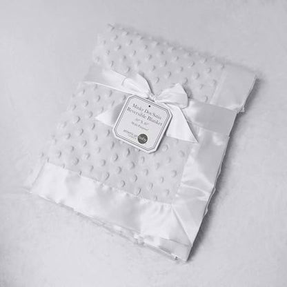 American Baby Company Heavenly Soft Chenille Receiving Blanket (30" x 40"), 2-Layer Design with Minky Dot & Silky Satin, White, for Boys and Girls