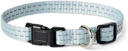 Amazon Basics Reflective & Adjustable Dog Collar, Woven Polyester, High-Viz Reflective Threads, Quick-Release Buckle, Metal D-Ring, Durable, Fast-Drying, Size XS, Blue