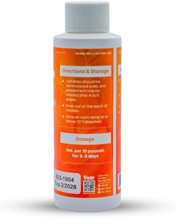 Toltrazuril 10.0% for Horses, Dogs, Cats,120mL/4 Ounce, for Non-Food Chain Animals, Alfalfa