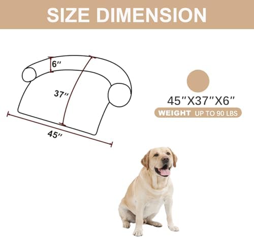 Calming Dogs/Cats Bed Mats, Dog Pad Washable Removable Couch Cover, Plush Long Fur Mat for Pets, Waterproof, Perfect for Small, Medium and Large Dogs and Cats (Beige, 45"x37"x 6.0")