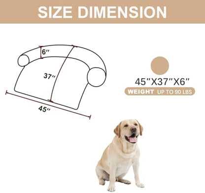 Calming Dogs/Cats Bed Mats, Dog Pad Washable Removable Couch Cover, Plush Long Fur Mat for Pets, Waterproof, Perfect for Small, Medium and Large Dogs and Cats (Beige, 45"x37"x 6.0")