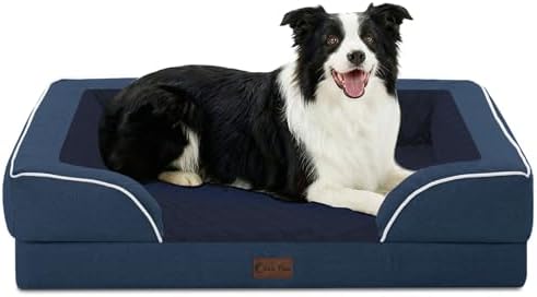 Orthopedic Washable Dog Bed for Medium Dogs, 35x22in, Navy Blue