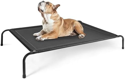 Simple Deluxe Cooling Elevated Dog Bed, Raised Portable Dog Cots Beds No-Slip Feet Durable Portable Indoor & Outdoor Pet Hammock Bed, 49x31.5x8 Inch, Black