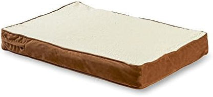 Happy Hounds Oscar Rectangle Orthopedic Foam Sherpa Dog Bed, Medium (42 x 30 in.), Mocha