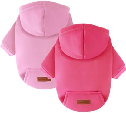 2 Pack Dog Hoodie Warm Hood Dog Sweater Cold Weather Small Dogs Sweatshirt Comfort Pet Clothes for Small Medium Dogs with Pockets Cats Chihuahua Clothes for Male Female Girl Boy Sporty Daily Wear
