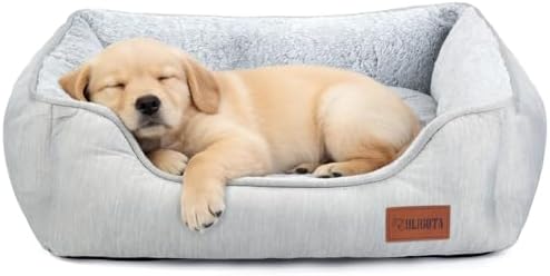 Small Dog Bed for Dogs with Cool to Touch Fabric， Soft Calming Cat Beds for Indoor Cats， Reversible Square Pet Bed for Puppy, Machine Washable Non-Slip Bottom S