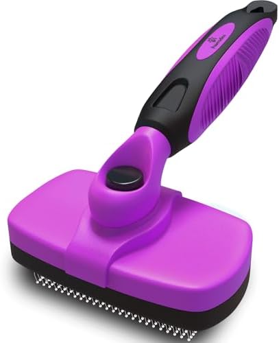 Deshedding Dog Brush for Shedding – Self Clean Cat Brush Deshedding & Grooming Tool for Long Haired and Short Haired Dogs, Slicker Brushes for Dogs, Skin-Friendly, Retractable Bristles, Easy to Clean