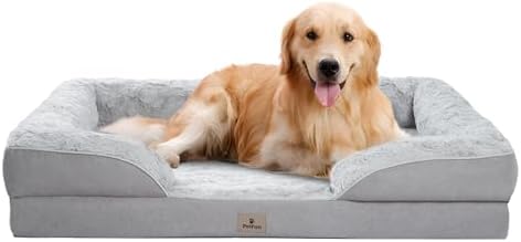XL Plus Orthopedic Dog Beds Large Sized Dog - Washable Large Dog Cat Bed Waterproof, Comfort Dogs Couch Sofa with Washable Removable Cover, Pet Bed with Nonskid Bottom, 48'', Light Grey