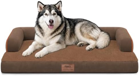 MEKIY XXL Orthopedic Waterproof Dog Bed with Bolster for Extra Large Dogs