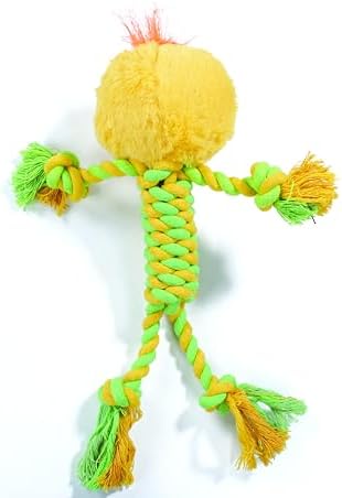 M-PETS Terra ECO Dog Toy – Squeaky Plush Dog Toy Made from Recycled Plastic Bottles, Soft & Durable Eco-Friendly Dog Toy (Milo, Green & Yellow)
