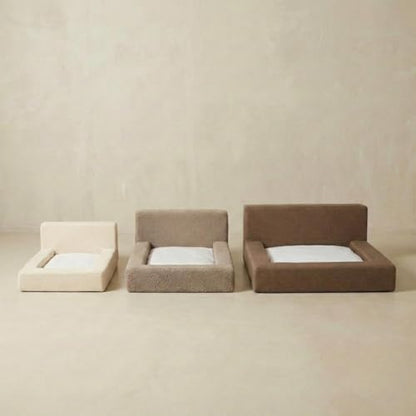 Mini Cloud Bed - Removable and Washable Covers - Toddler Baby Pet Dog Cat Nursery - Upholstered Minimalist Modern Luxury (Taupe Boucle, Medium)