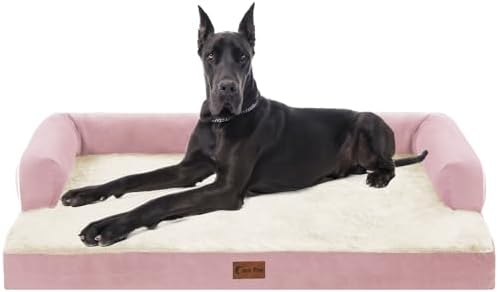 Orthopedic Washable Dog Bed for Extra Large Dogs, 53x42in, Pink