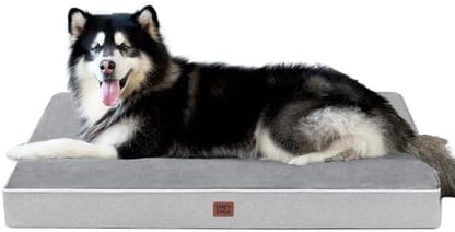 EHEYCIGA XXL Orthopedic Dog Crate Bed with Memory Foam, 47x29Inch, Grey