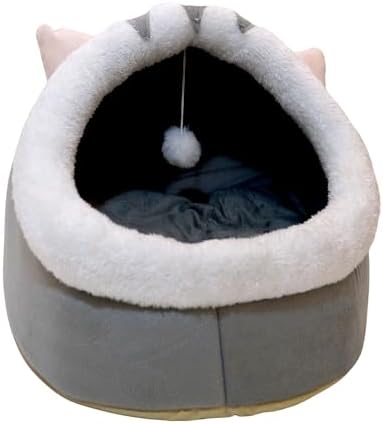 Johanna's Gateau Cat Bed Cave, Covered Cat Bed with Removable Washable Cushioned Pillow, Comfortable Warming Cat Beds for Indoor Cats, grey