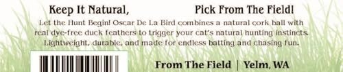 from The Field | Oscar De La Bird Cat Toy | Cork Ball & Dye-Free Feathers
