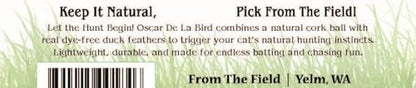 from The Field | Oscar De La Bird Cat Toy | Cork Ball & Dye-Free Feathers