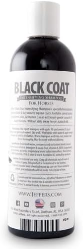 Jeffers Equine Black Coat Shampoo for Horses, 16 oz – Enhances Black & Bay Coats, Concentrated Soap & Detergent Free Formula, Coconut Based with Aloe & Vitamin E, Horse Grooming & Show Prep, USA Made