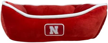Pets First NCAA Nebraska Cornhuskers Dog Cuddle Bed. Comfortable Pet Bed with Emroidered Team Name & Logo