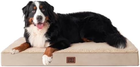 EHEYCIGA Orthopedic Dog Bed Large with Removable Washable Cover, 50IN Khaki