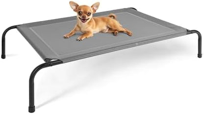 YSSOA Cooling Breathable Elevated Dog Bed, No-Slip Feet, Metal Frame, Indoor and Outdoor, 42x25.2x8 Inch, Grey