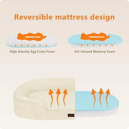 Dwanton Orthopedic Waterproof Medium Dog Bed Sofa, Gel Memory Foam, 36"