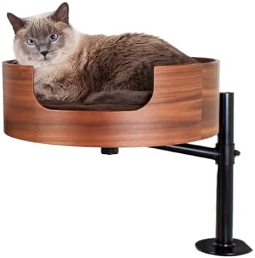 The Original Desk Mounted Cat Bed Attachment – Walnut Wood