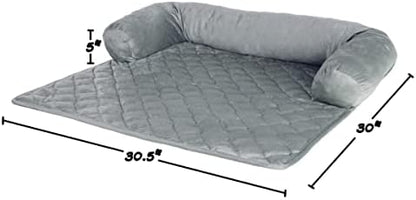 Couch Cover for Dogs - 30x30.5 Water-Resistant Pet Furniture Protector with Memory Foam Bolster and Quilted Fabric - Pet Supplies by PETMAKER (Gray)