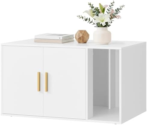 Feandrea Cat Litter Box Enclosure, Double Doors, 31.5 x 19.7 x 17.7 Inches