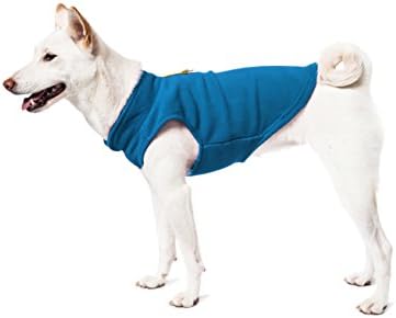 Gooby Fleece Vest Dog Sweater - Deep Blue, Medium - Warm Pullover Fleece Dog Jacket with O-Ring Leash - Winter Small Dog Sweater Coat - Cold Weather Dog Clothes for Small Dogs Boy or Girl (Pack of 2)