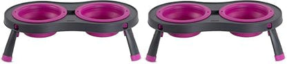 Dexas Pets Double Elevated Pet Feeder, Fuchsia, Small/1 Cup Capacity Bowls (PW1004322405) (Pack of 2)