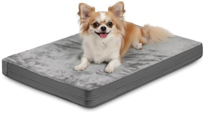 Waterproof Small Dog Bed Crate Pad 24", Washable Puppy Bed Orthopedic Gray