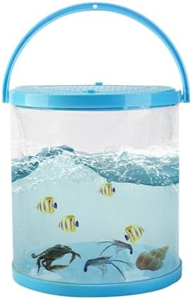 Foldable Small Aquarium, Portable Fish Tank, Fish Transport Container, Plasitc Fish Bowl, Beginner Tank, Great Concept for Catching and Release Critters, Beach, Pool and Lake