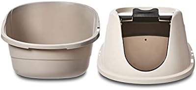 Amazon Basics No-Mess Hooded Enclosed Cat Litter Box with Odor Control and Swinging Door, Standard, 21" x 16" x 15", Multicolor