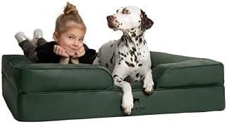 NOAH & PAW XL Dog Bed, 45x35x11 Inch, Orthopedic Large Dog Beds, Eggshell Memory Foam Infused with Cooling Gel, Inner Cover, Water Resistant, Machine Washable (Faux Leather)