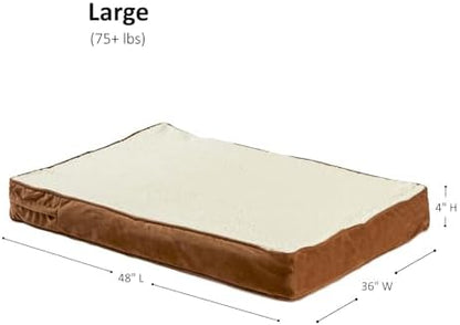 Happy Hounds Oscar Rectangle Orthopedic Foam Sherpa Dog Bed, Large (48 x 36 in.), Mocha