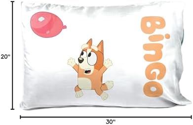 Bluey Bingo Cartoon Kids Pillowcase Reversible, Teal